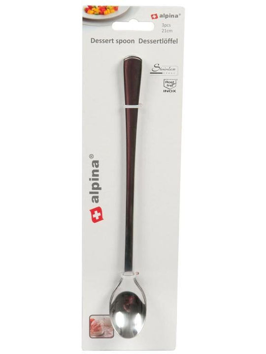 Alpina Löffelset Dessert / Eiscreme Edelstahl Silber 21cm 22456 3Stück