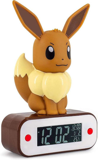 Teknofun Pokemon - Eevee Επιτραπέζιο Ψηφιακό Ρολόι LED Πλαστικό με Ξυπνητήρι Καφέ BOTI37796