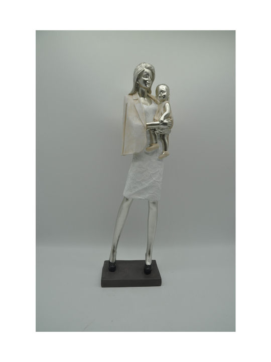 Karvounis Decorativ Statuetă din Polirășină în Silver / Ecru 11x8x35cm 1buc