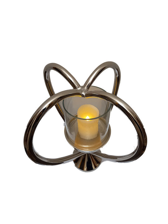 Καρβούνης Candle Holder suitable for Tealights Metal Silver 20x20x30cm 1pcs