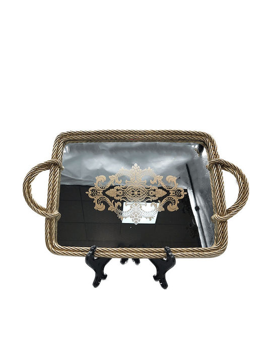 Karvounis Wedding Tray from Plastic with Mirror Gold Karvounis Wedding Tray from Plastic with Mirror Gold