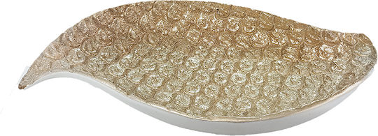 Karvounis Oval Polyresin Decorative Platter White / Gold 35x17x6.5cm