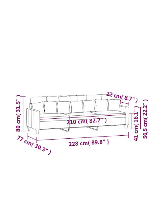 vidaXL Three-Seater Couch Open Grey 228x77x80 cm