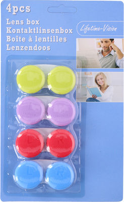 Aria Trade 54242 Contact Lens Case in 4 colours Red, Cabbage, Blue & Purple 4pcs