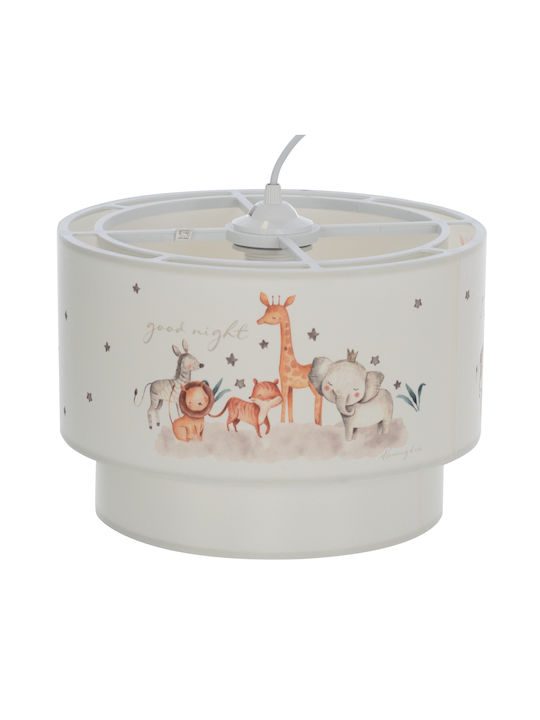 HomeMarkt Kids Fabric Single Ceiling Light E27 Baloo White 60W 30x20cm