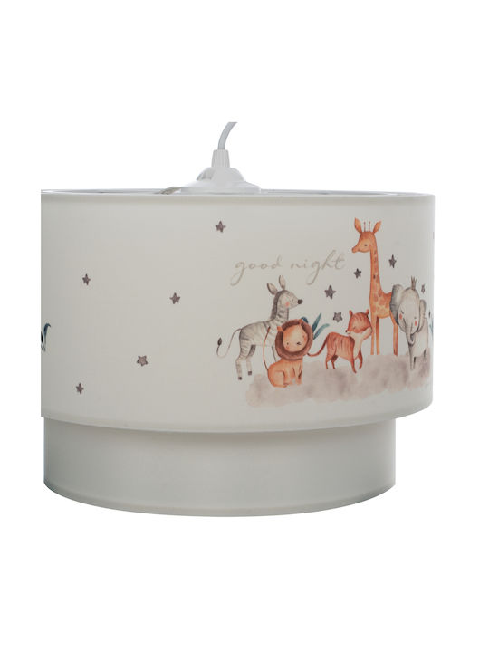 HomeMarkt Kids Fabric Single Ceiling Light E27 Baloo White 60W 30x20cm