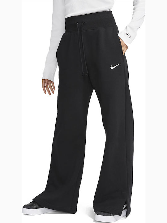 Sportswear High Waist Sweatpants Wide Fleece Black