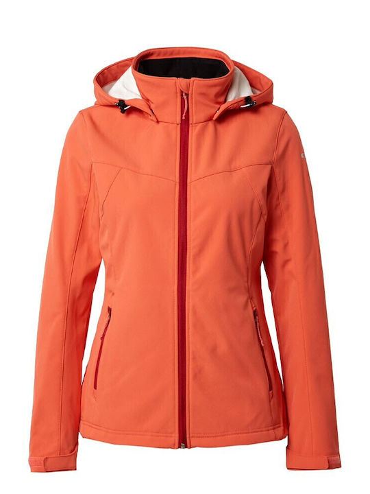 Brenham Women's for Hiking Short Sports Softshell Jacket Waterproof and Windproof for Winter with Detachable Hood Orange