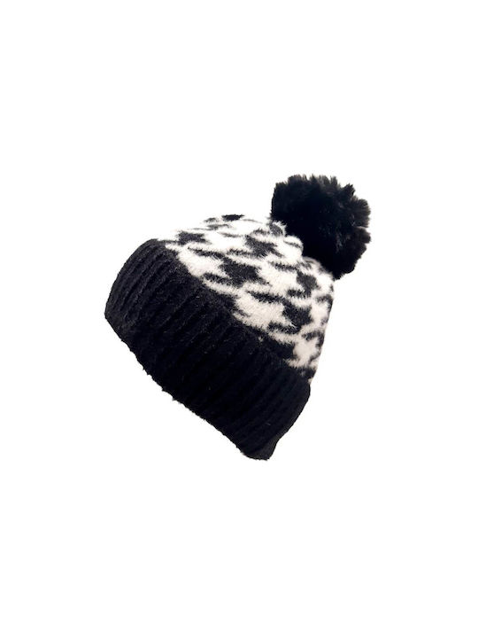 Verde Pom Pom Beanie Beanie Knitted in Black color