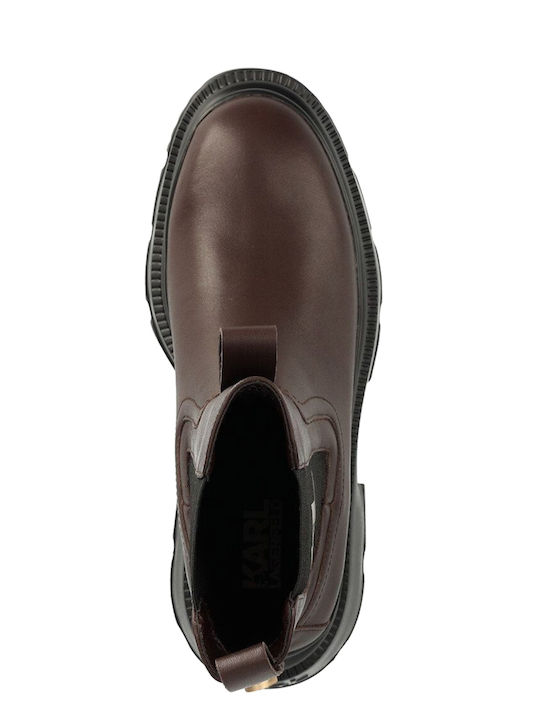 Leder Damen Chelsea Stiefeletten mit mittlerem Absatz Braun
