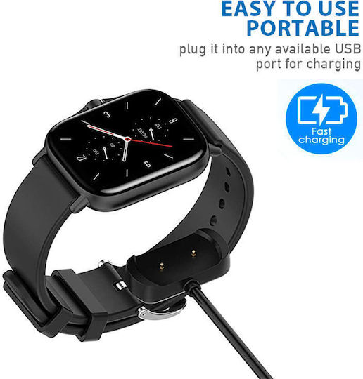 Кабел за зареждане USB-A Dock Зарядно за Amazfit GTR 2/2e /GTS 2/2e/2 mini/ Pop / Pop Pro / Bip U/ Bip Черен