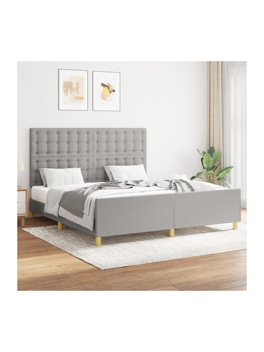 Κρεβάτι King Size Επενδυμένο με Ύφασμα Γκρι Ανοιχτό για Στρώμα 180x200cm