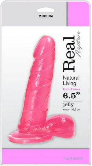 Toyz4lovers Real Rapture Natural Living Jelly Dildo realist cu testicule și ventuză Roz 16.5cm