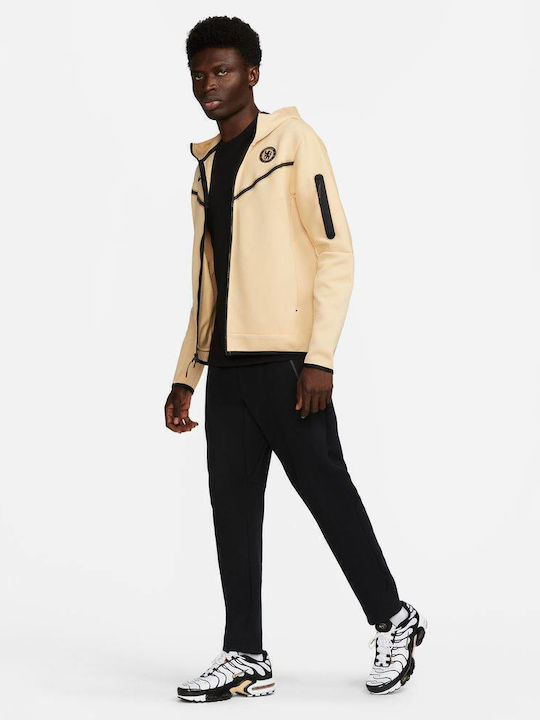 Nike Chelsea F.C. Tech Fleece FullZip Hoodie Athletic Jacket Beige
