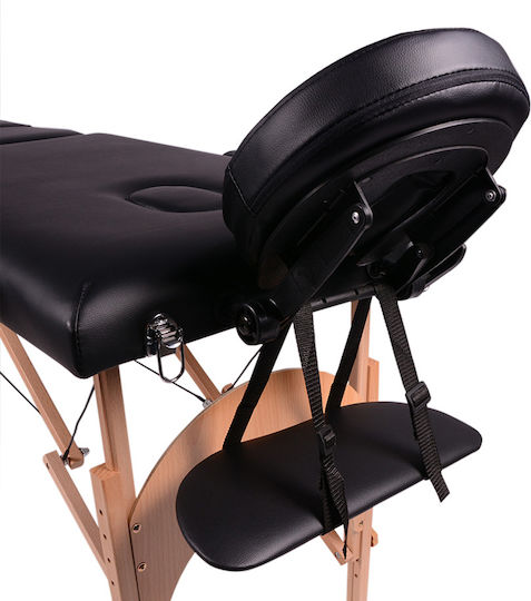 Wooden Folding Black Massage and Physiotherapy Bed 207x52cm