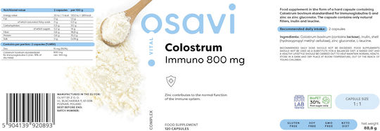 Osavi Vital Colostrum Immuno 800mg Supplement for Immune Support 120 caps