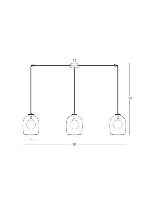 Zambelis Lights Adjustable Pendant Light Black Rail with Socket G9 110x18x140cm