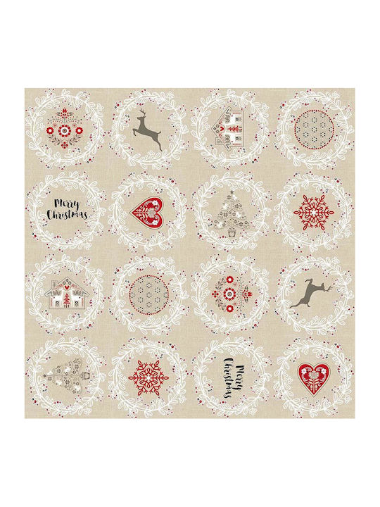 Lino Home Christmas Tablecloth Runner Fabric Beige L150xW45cm 1pcs