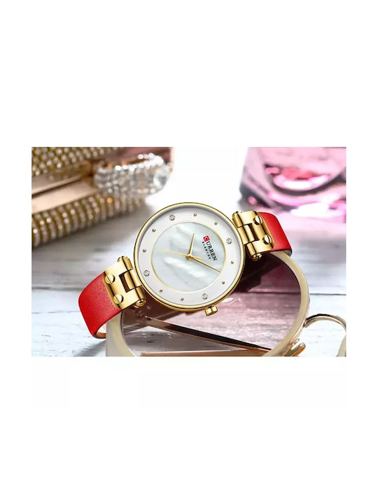 Curren Watch with Red Metal Bracelet