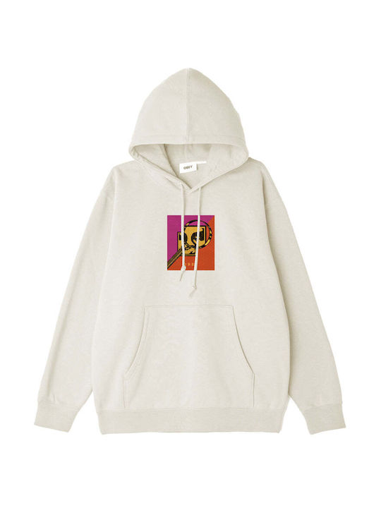 Obey Men's Sweatshirt with Hood and Pockets Beige