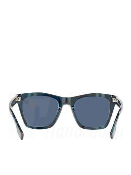 Burberry Men's Sunglasses with Multicolour Plastic Frame and Blue Lens BE4348 394780