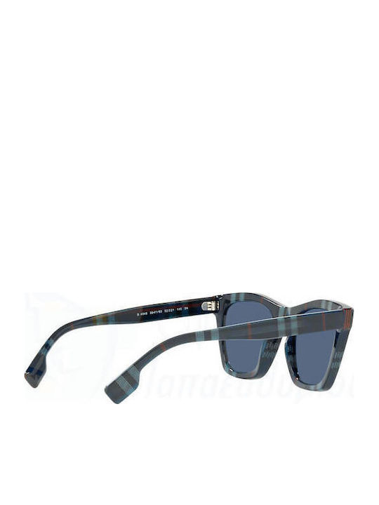 Burberry Men's Sunglasses with Multicolour Plastic Frame and Blue Lens BE4348 394780