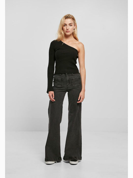 Women's Blouse with One Shoulder Black
