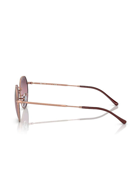 Ray Ban Sunglasses with Rose Gold Metal Frame and Red Lens RB3565 9202/G9