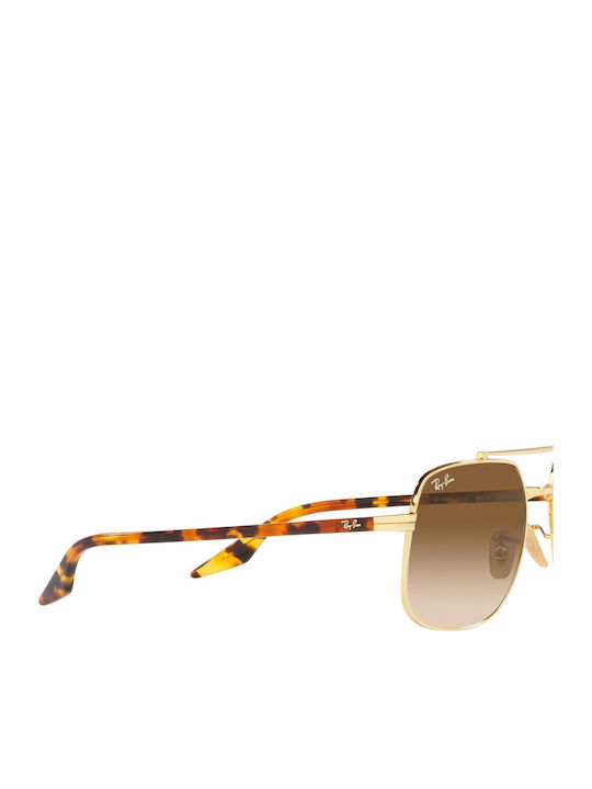 Ray Ban Unisex Sunglasses with Gold Metal Frame and Brown Gradient Lens