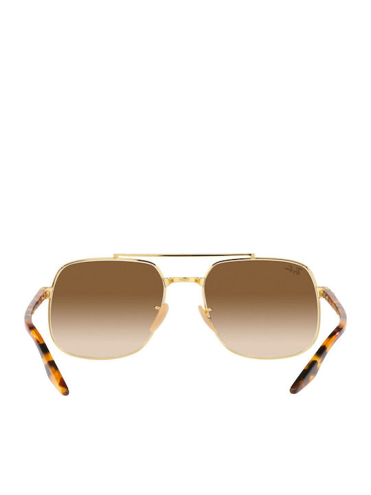 Ray Ban Unisex Sunglasses with Gold Metal Frame and Brown Gradient Lens
