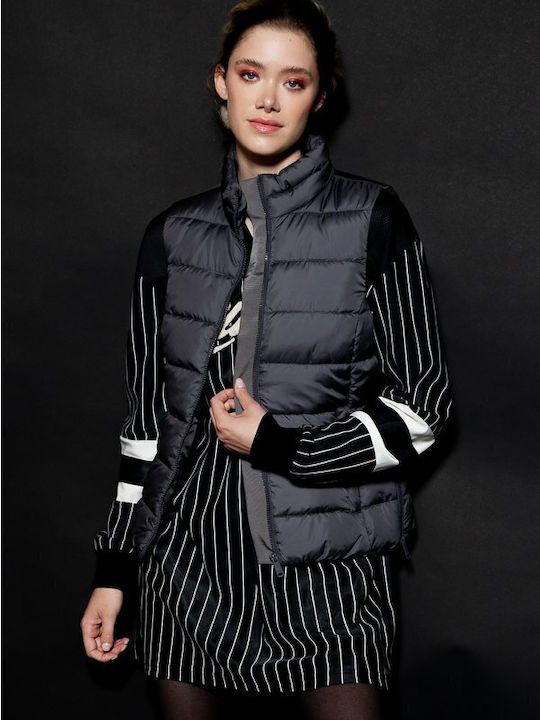 Women's Short Puffer Jacket for Winter Gray