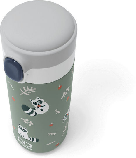 Monbento MB Pop Raccoon Παιδικό Παγούρι Θερμός Αλουμινίου Πράσινο 360ml