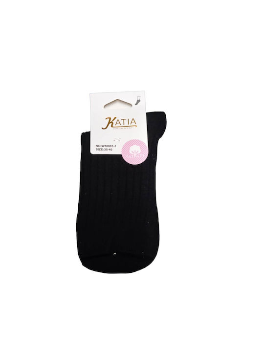 KATIA WOMEN'S COTTON SOCKS 3PACK (WHITE-BLACK)