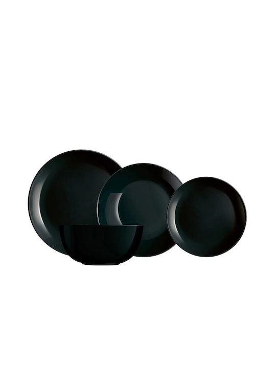 Luminarc Diwali Black Glass Dinnerware Set 19pcs