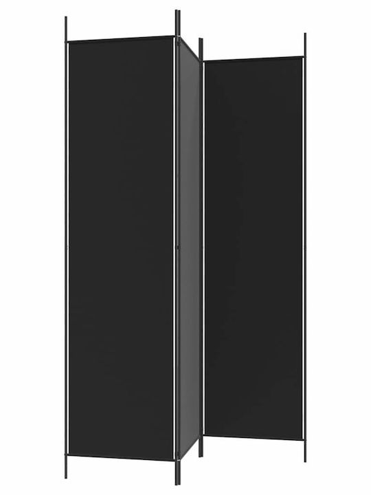 vidaXL Decorativ Paravan Tesatura cu 3 Panouri Black 150x200cm