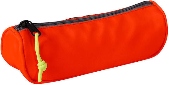 Lyc Sac Eclair Satin Pencil Case Barrel with 1 Compartment Orange