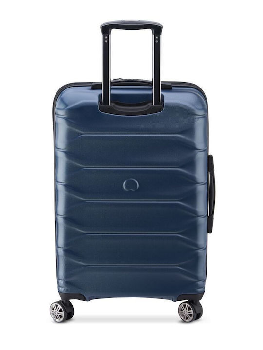 Delsey Meteor Medium Hard Blue Suitcase With 4 Wheels Height 68cm