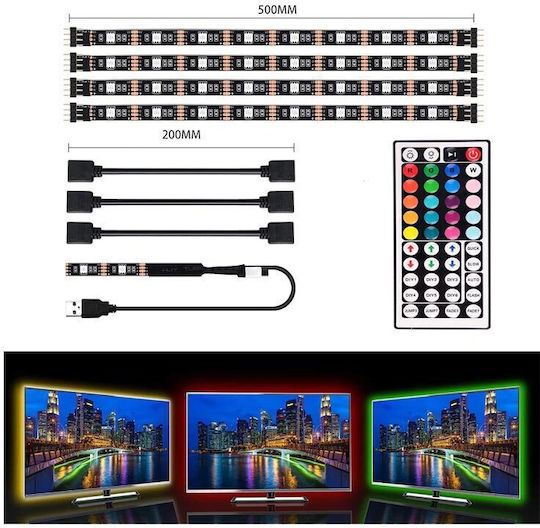 LED Strip TV USB 5V RGB Light 0.5m Type SMD5050 with Power Supply & Remote Control