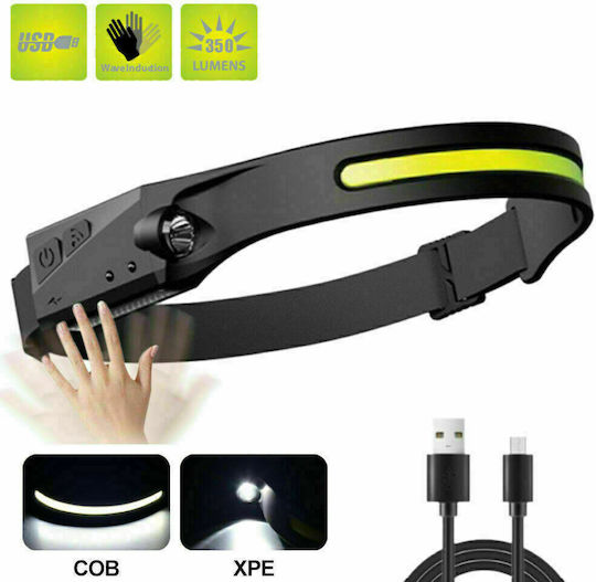Rechargeable Headlamp LED IPX4 with Maximum Brightness 350lm XPE Black