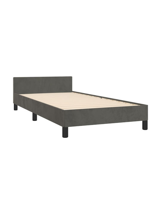 Ein Einzelbett Mit Stoff Dunkelgrau Für Matratze 100x200cm