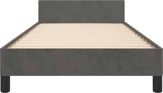 Ein Einzelbett Mit Stoff Dunkelgrau Für Matratze 100x200cm