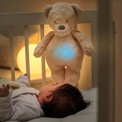 Nattou Sleep Toy Αρκουδάκι made of Fabric with White Noise and Light for 0++ Months