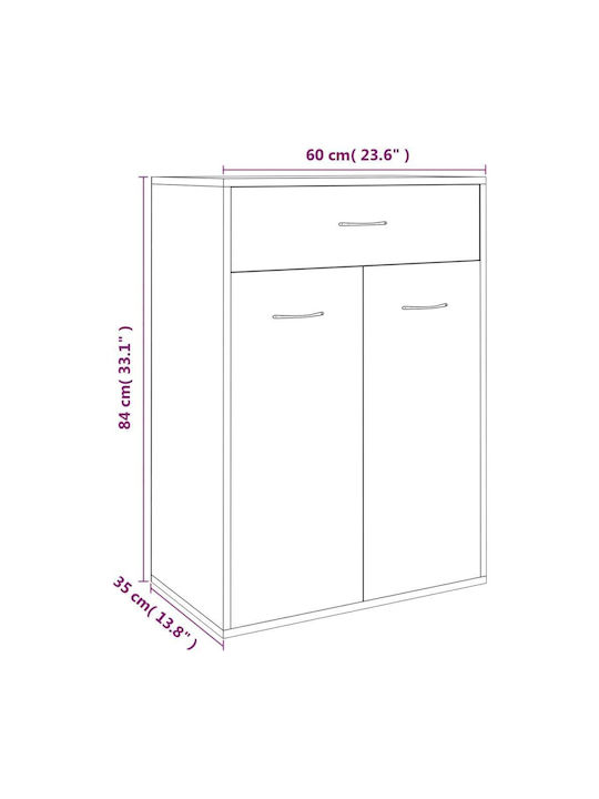 Wooden Shoe Organizer with 4 Shelves Grey Sonoma 60x35x84cm
