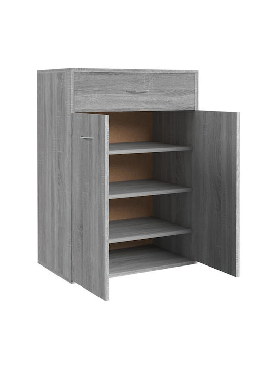 Wooden Shoe Organizer with 4 Shelves Grey Sonoma 60x35x84cm