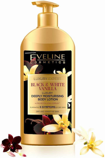 Eveline Luxury Expert Black & White Vanilla Ενυδατική Lotion Σώματος με Άρωμα Βανίλια για Ξηρές/Πολύ Ξηρές Επιδερμίδες 350ml