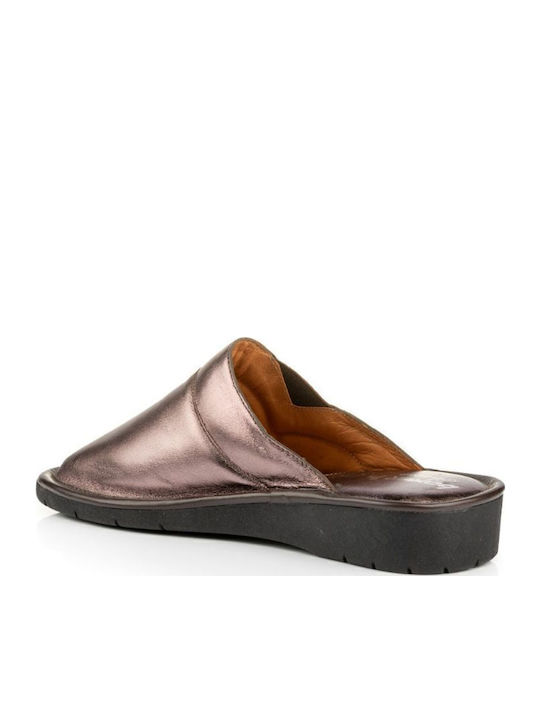 Anatomical Leather Women's Slippers Golden