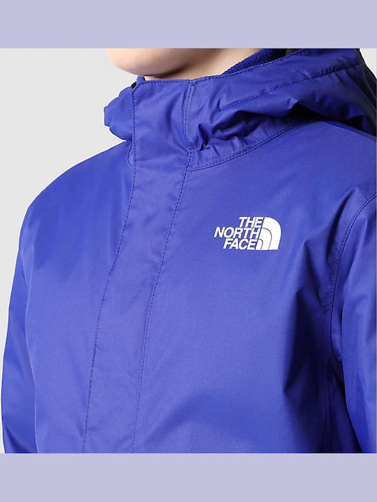 Waterproof Kids' Sports Jacket Short Windproof with Lining & Hood Blue