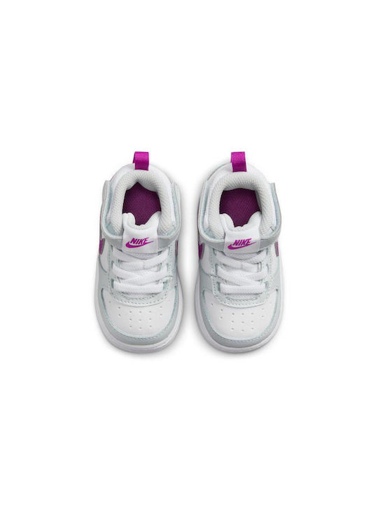 Court Borough Mid 2 Kids Sports Shoes with Hoop & Loop Closure White