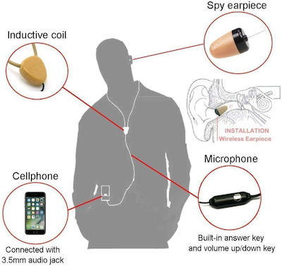 Spy Small Handsfree Ακουστικό Ψείρα Μαύρο