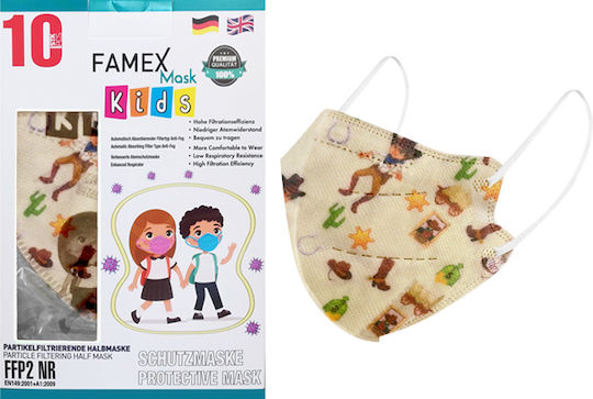 Famex Disposable Protective Mask FFP2 NR Kids with Cowboy 5pcs